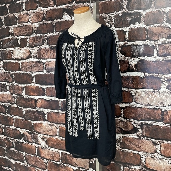 Caslon Dress Womens X Small Black Cream Embroidered NWT Sheath Bohemian - Picture 6 of 17